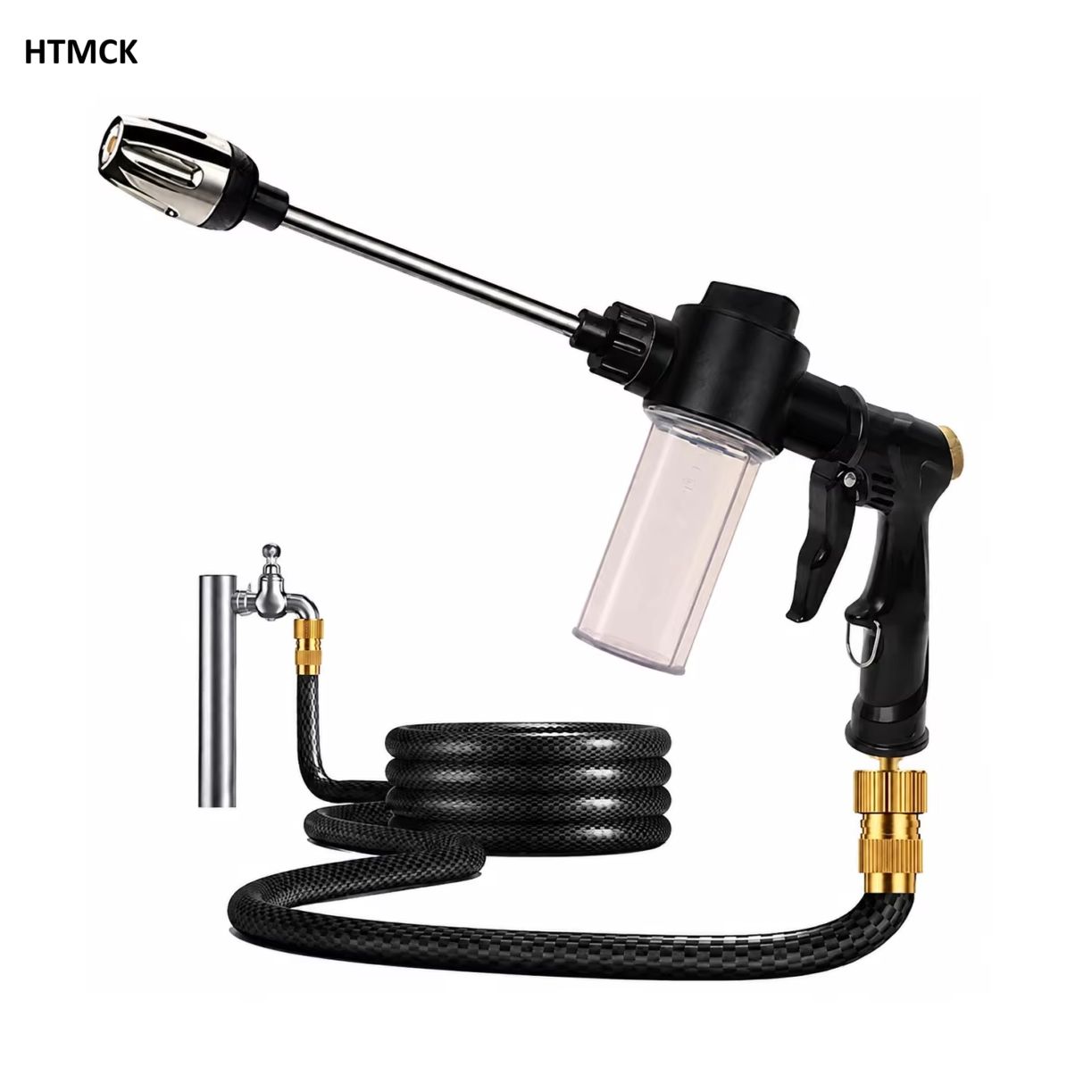 Gardening Tools And Equipment - HTMCK 家庭用ガーデンウォーターガン ホースノズル ロングロッド 散水灌漑スプレーガン 高圧フォームケトル