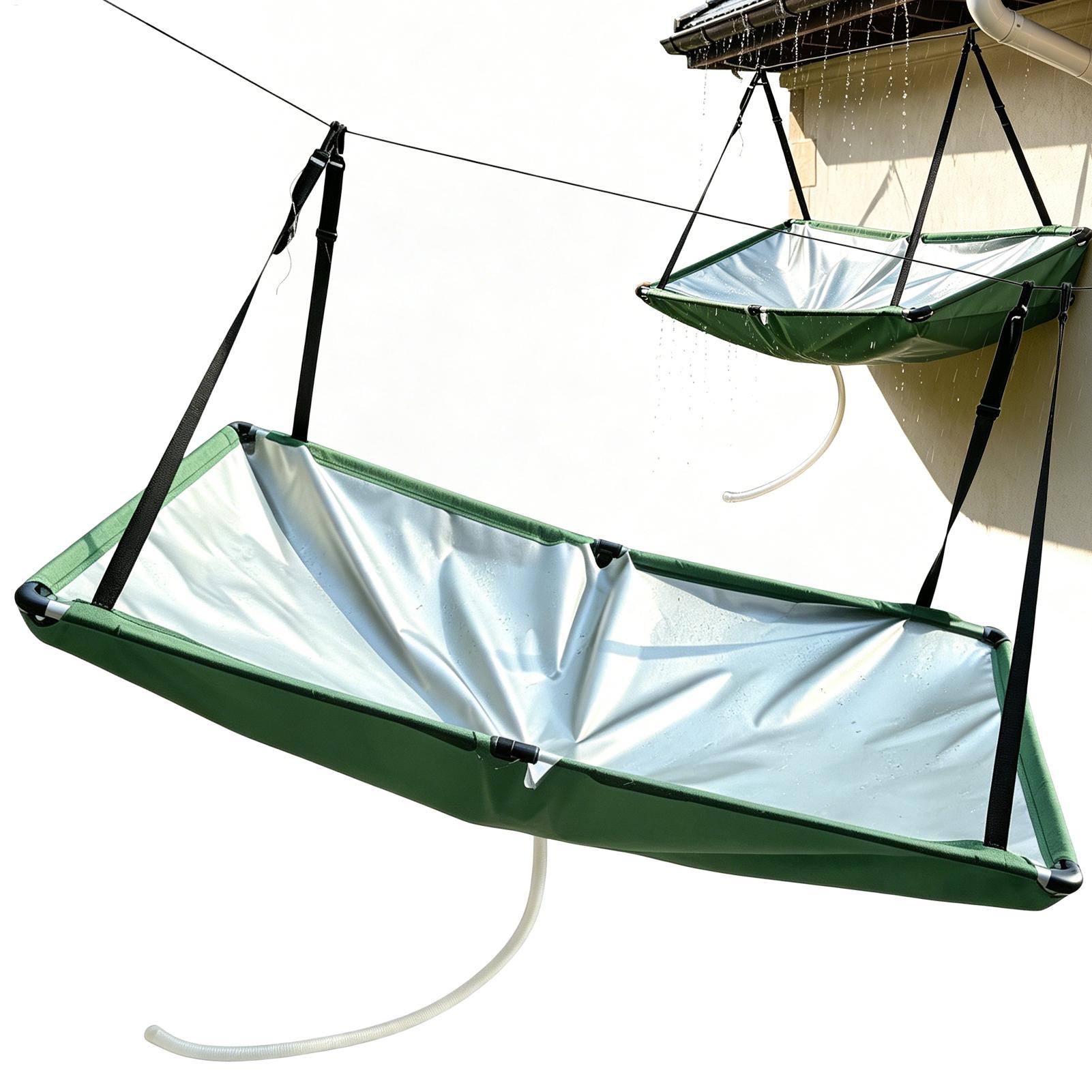 Gardening Tools And Equipment - 屋外雨水コレクター、水道管、雨水収集装置、吊り下げ式雨水収集カバー（1mの水道ホース付き）