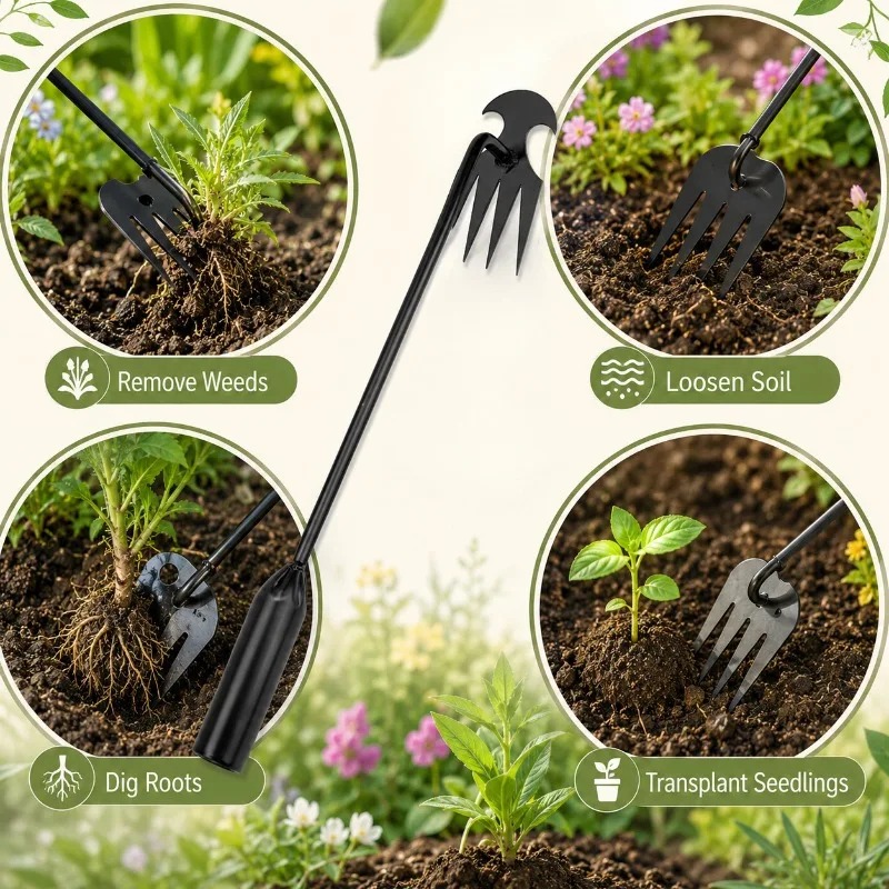 2in1ガーデンレーキ手動種子草根除去ツールプーラーシャベル - Gardening Tools For Weeds のレビューと価格