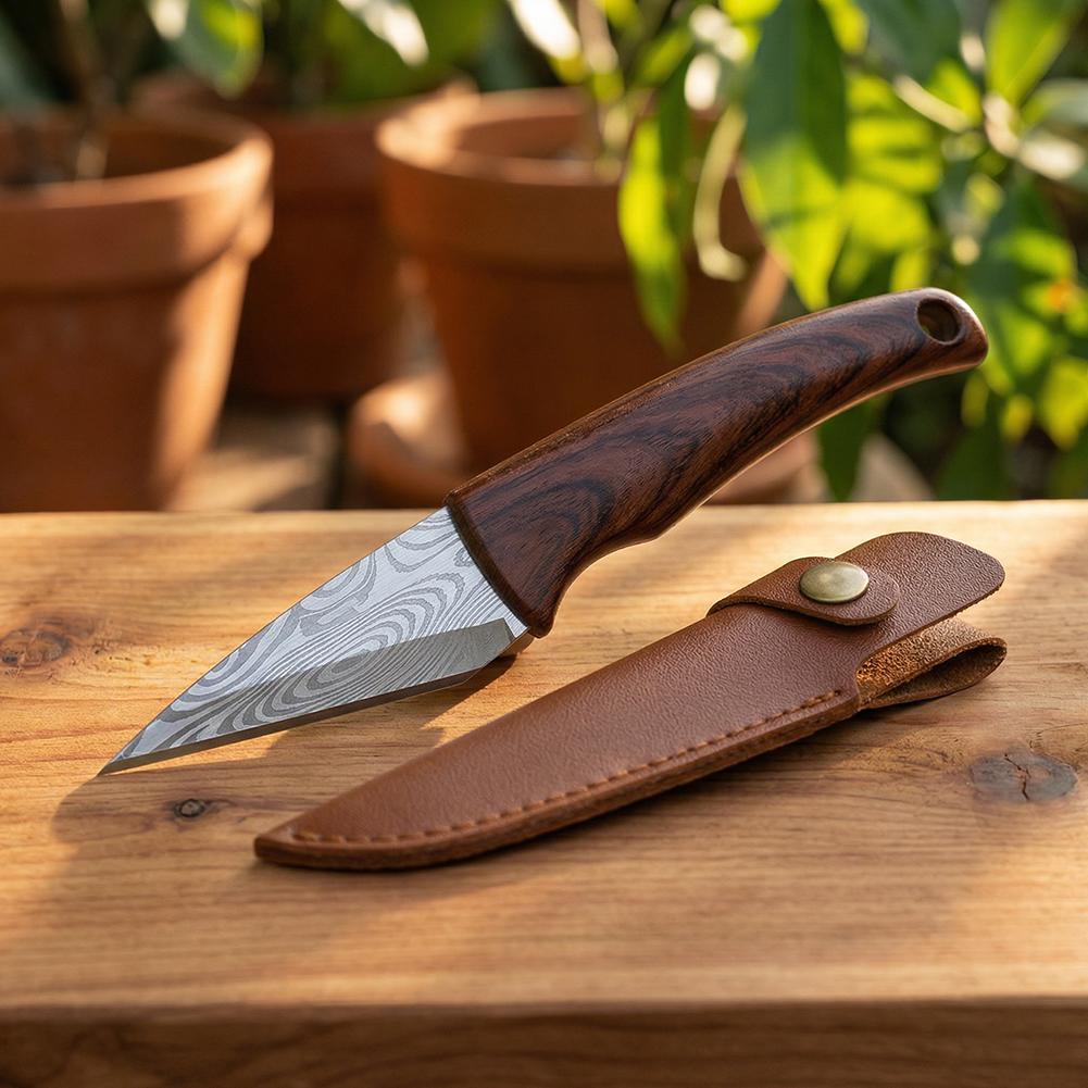 1個入り シャープな接ぎ木用ナイフ 木製ハンドルと革製鞘付き - Gardening Tools Knife のレビューと価格