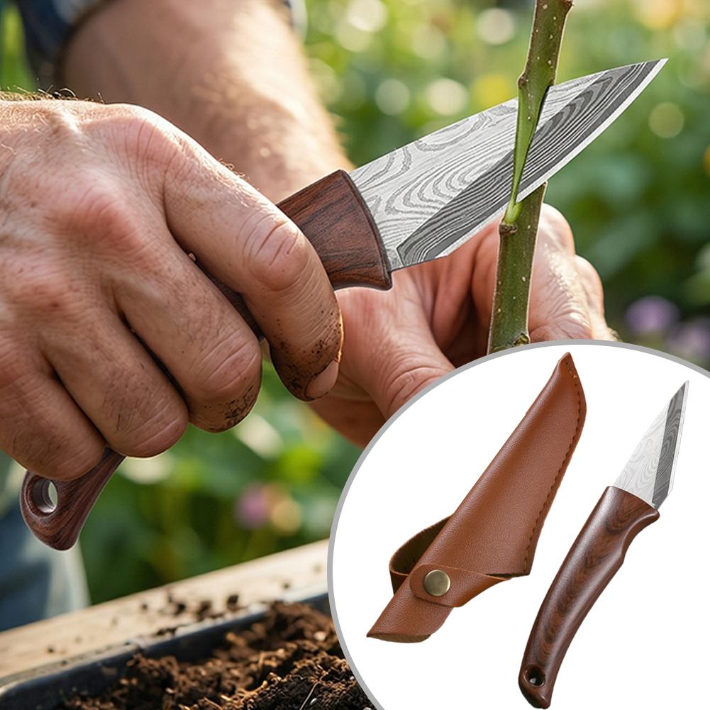 1個入り シャープな接ぎ木用ナイフ 木製ハンドルと革製鞘付き - Gardening Tools Knife のレビューと価格