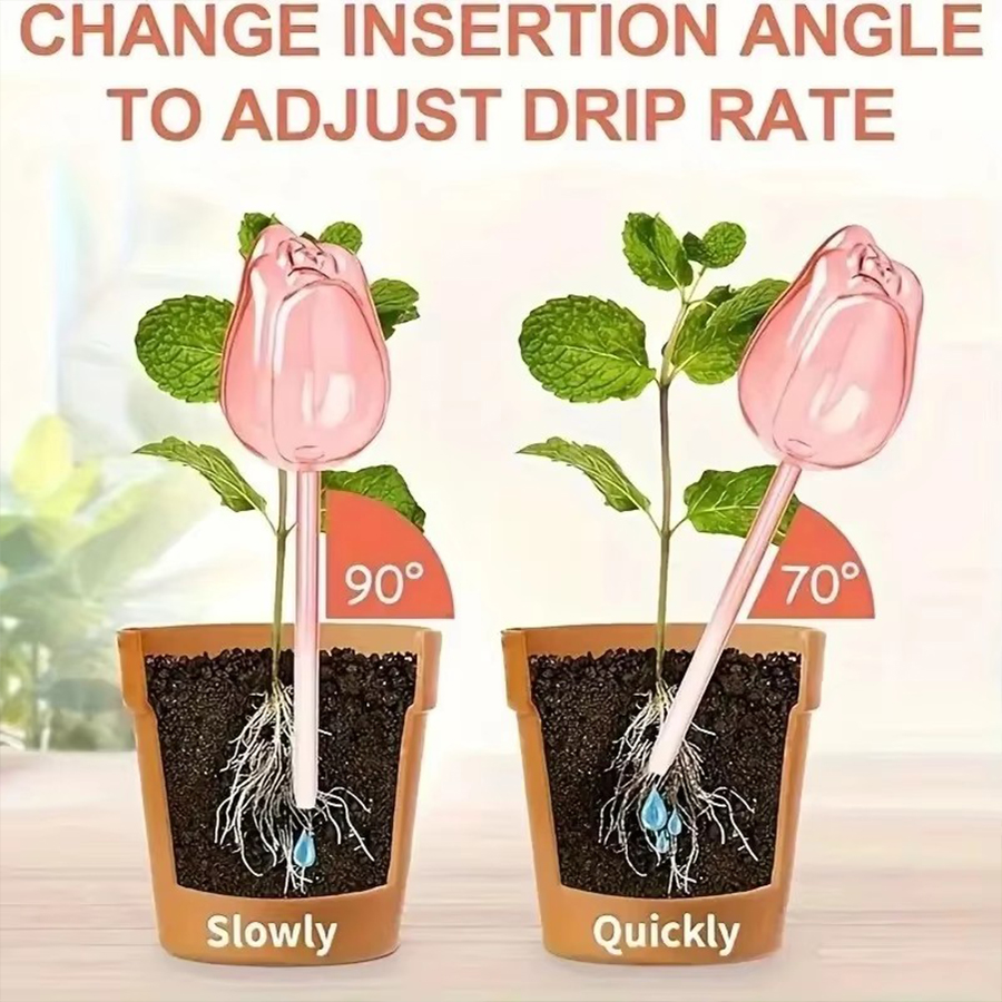 透明な厚手のPET製チューリップ型自動給水スパイク、室内鉢植 - Gardening Tools And Equipment のレビューと価格