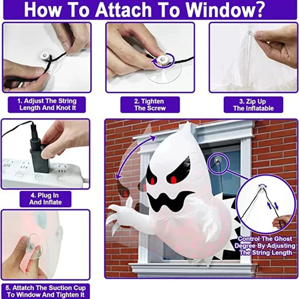 1個入り、1.4mのハロウィーン用インフレータブルゴースト。 - Gardening Tools Unique のレビューと価格