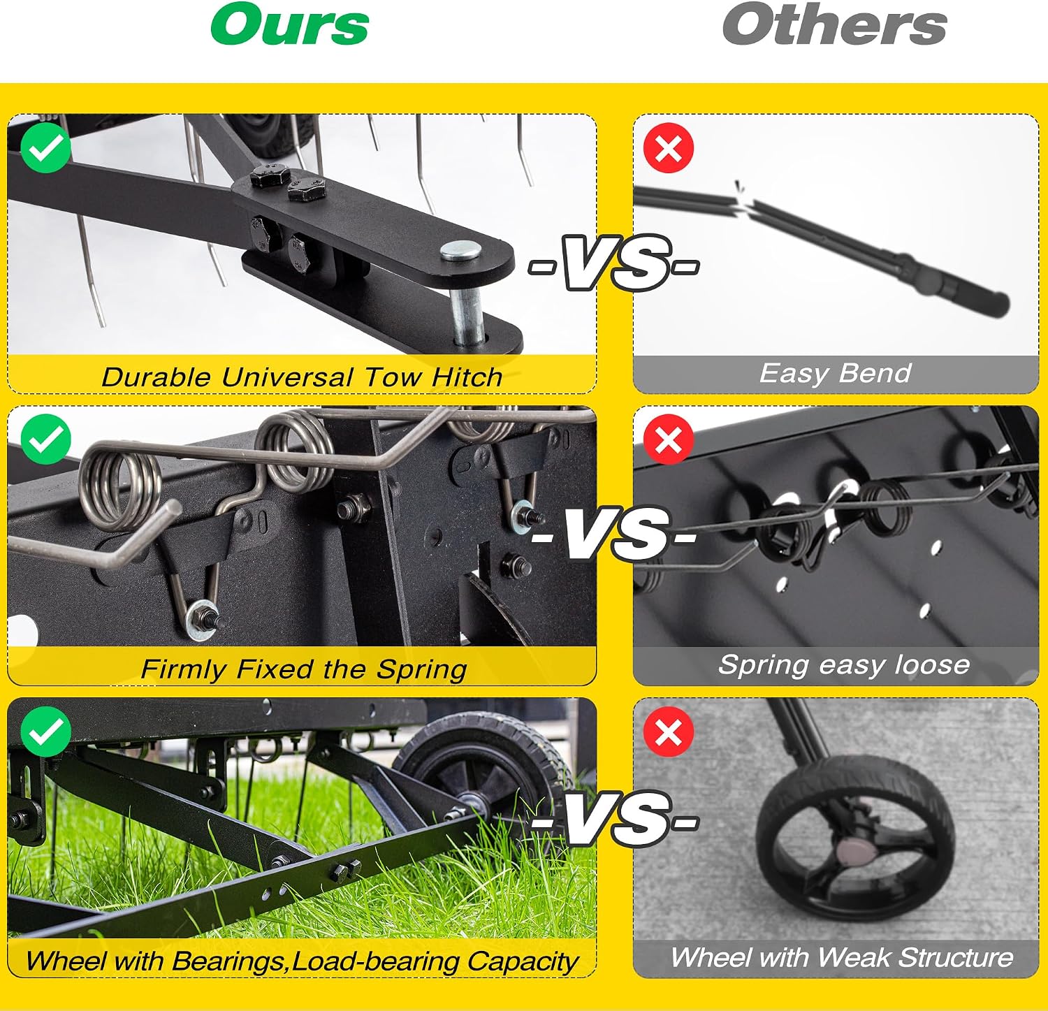 牽引式芝生脱草機レーキアタッチメント、頑丈なスプリングスチー - Gardening Tools And Equipment のレビューと価格