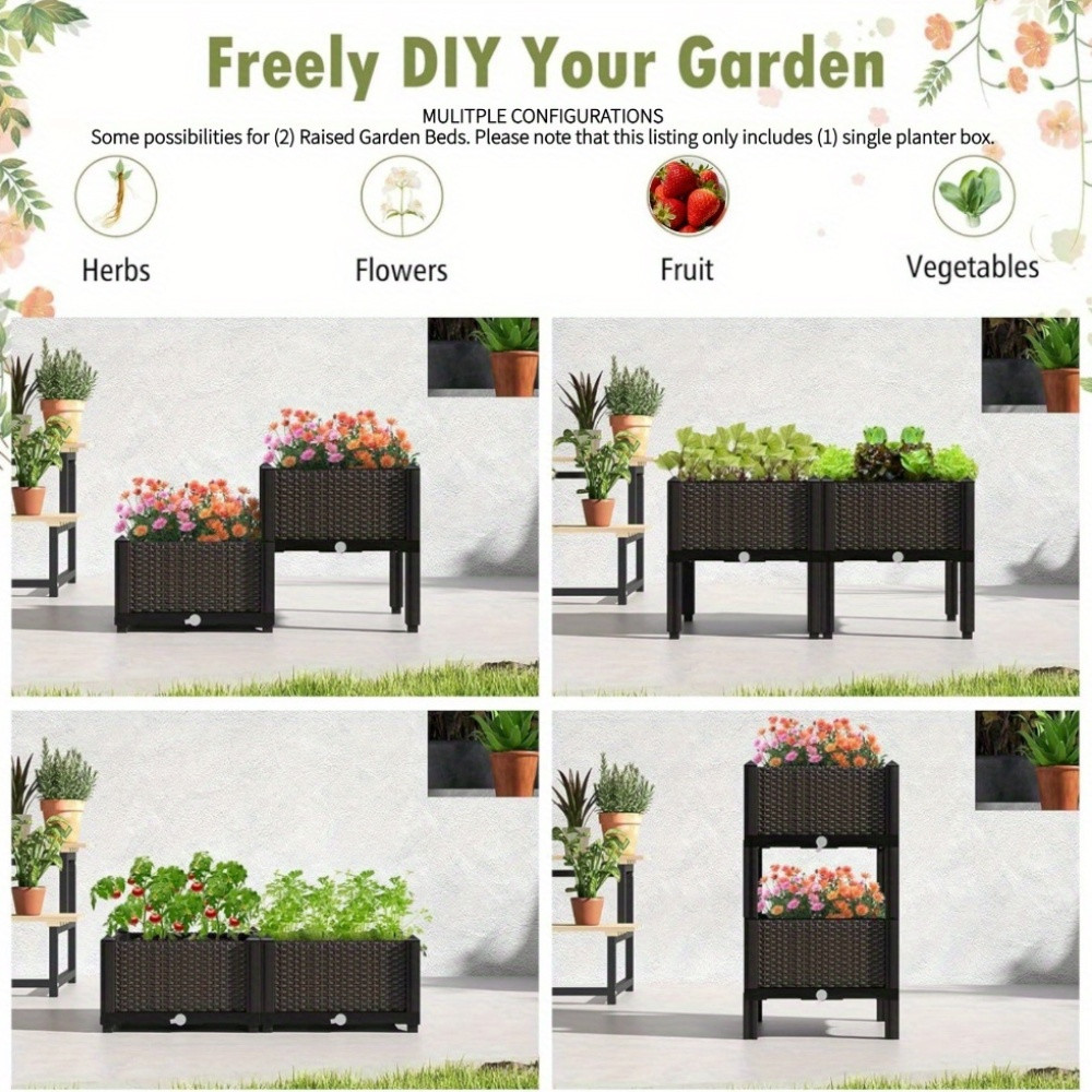 ガーデンレイズドベッド、自動給水装置と排水穴付きの高床式フラ - Gardening Tools And Equipment のレビューと価格